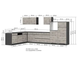 Discount Held Möbel Winkelküche Turin 360 x 240 cm ohne E-Geräte Graphit-Wotaneiche
