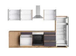 Discount Held Möbel Winkelküche Turin 240 x 300 cm mit E-Geräten Graphit-Wotaneiche
