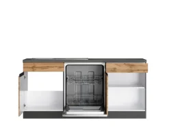 Held Möbel Winkelküchen|Einbauküchen<Winkelküche Turin 360 x 240 cm Wotaneiche-Graphit mit E-Geräten