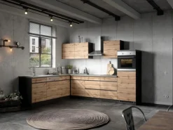 Held Möbel Winkelküchen|Kühlschränke<Winkelküche Turin 300 x 240 cm Wotaneiche-Graphit ohne E-Geräte