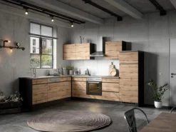 Held Möbel Winkelküchen<Winkelküche Turin 240 x 300 cm Wotaneiche-Graphit ohne E-Geräte