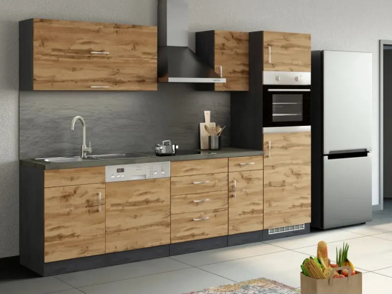 Held Möbel Held Möel Küchen-Ofen-Kühlschr.umau Sorrento 60x200xT60cm WotanEiche-Grafit< Küchenschränke