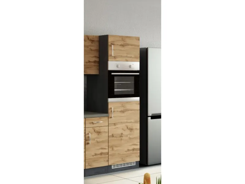 Held Möbel Held Möel Küchen-Ofen-Kühlschr.umau Sorrento 60x200xT60cm WotanEiche-Grafit< Küchenschränke