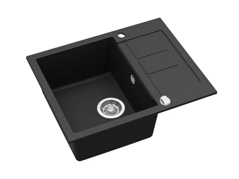 Sale HELIKA Einbauspüle Granitverbundstoff 62 cm x 50 cm Schwarz