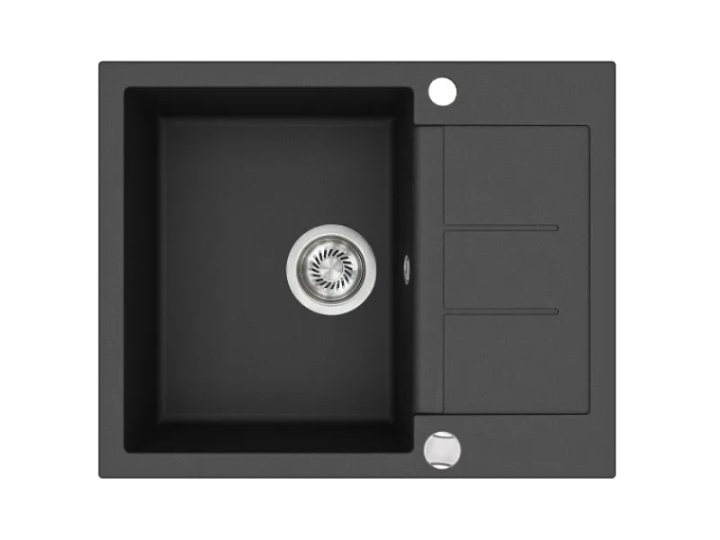 Sale HELIKA Einbauspüle Granitverbundstoff 62 cm x 50 cm Schwarz
