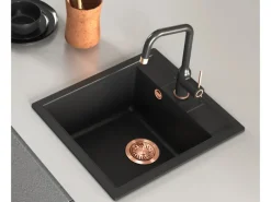 Outlet HELIKA Einbauspüle Granitverbundstoff Nova 46 cm x 51 cm Schwarz