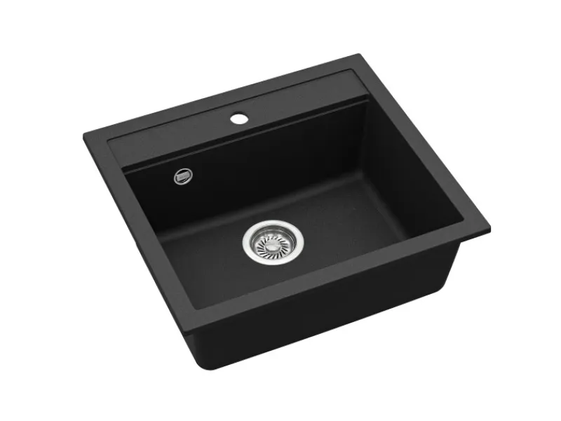 HELIKA Einbauspüle Granitverbundstoff Quadro 56 cm x 51 cm Schwarz< Granitspülen
