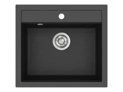 HELIKA Einbauspüle Granitverbundstoff Quadro 56 cm x 51 cm Schwarz< Granitspülen