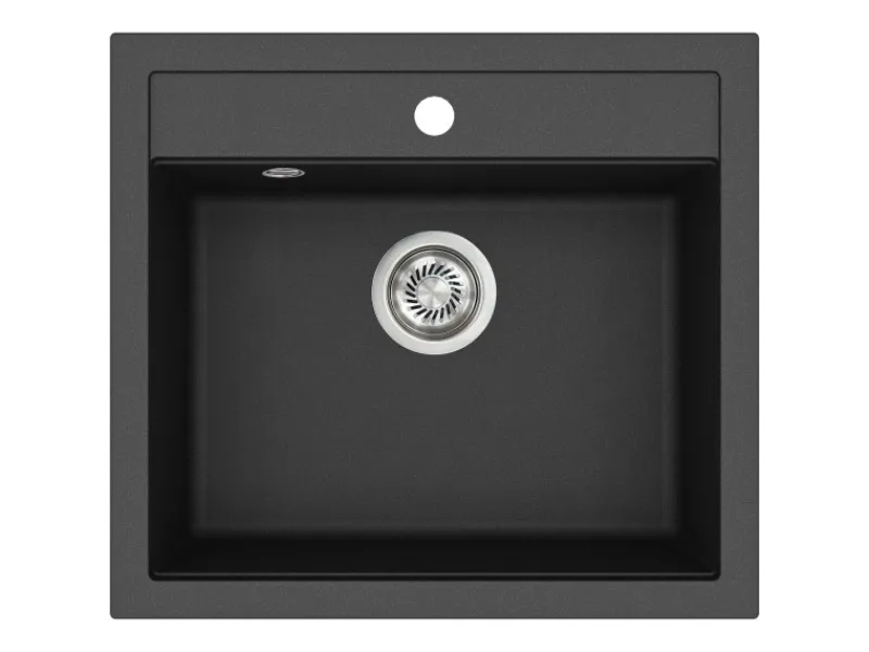 HELIKA Einbauspüle Granitverbundstoff Quadro 56 cm x 51 cm Schwarz< Granitspülen