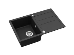 HELIKA Einbauspüle Granitverbundstoff  78 cm x 50 cm Schwarz< Granitspülen