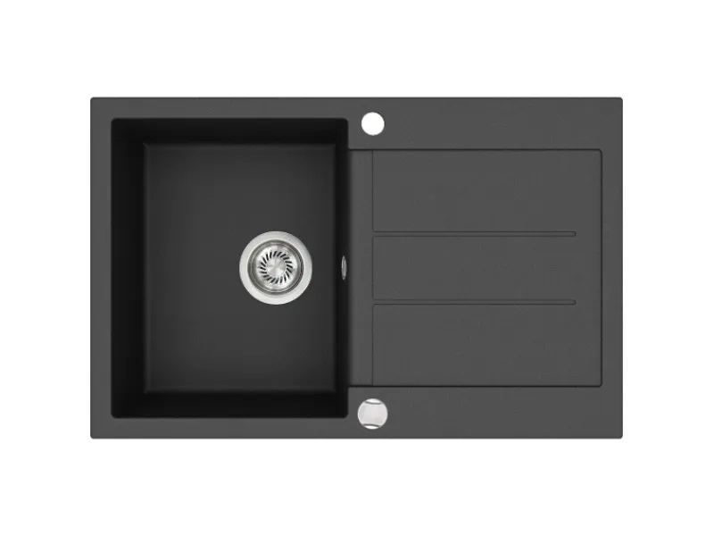 HELIKA Einbauspüle Granitverbundstoff 78 cm x 50 cm Schwarz< Granitspülen