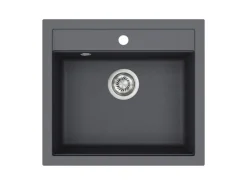 HELIKA Granitspülen<Einbauspüle Granitverbundstoff Quadro 56 cm x 51 cm Graphit