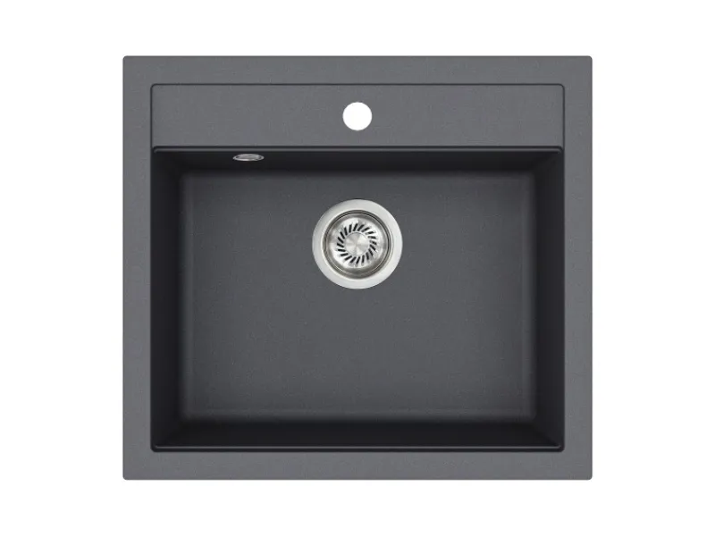 HELIKA Granitspülen<Einbauspüle Granitverbundstoff Quadro 56 cm x 51 cm Graphit