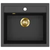 Sale HELIKA Einbauspüle Quadro 56 cm x 51 cm Schwarz inkl. Goldventil