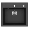 Clearance HELIKA Einbauspüle Quadro 56 cm x 51 cm Schwarz inkl. Druckknopfventil