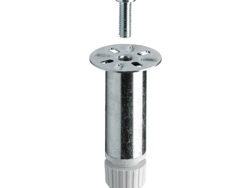 Hettich Sockelverstellfuß 100-110 x Ø 30 mm Stahl Verchromt mit M10 1 Stück< Küchenschränke