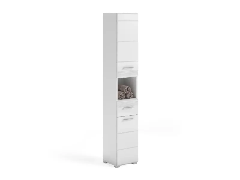 Küchenschränke<Hochschrank Linus Hochglanz Weiß 30 cm zweitürig