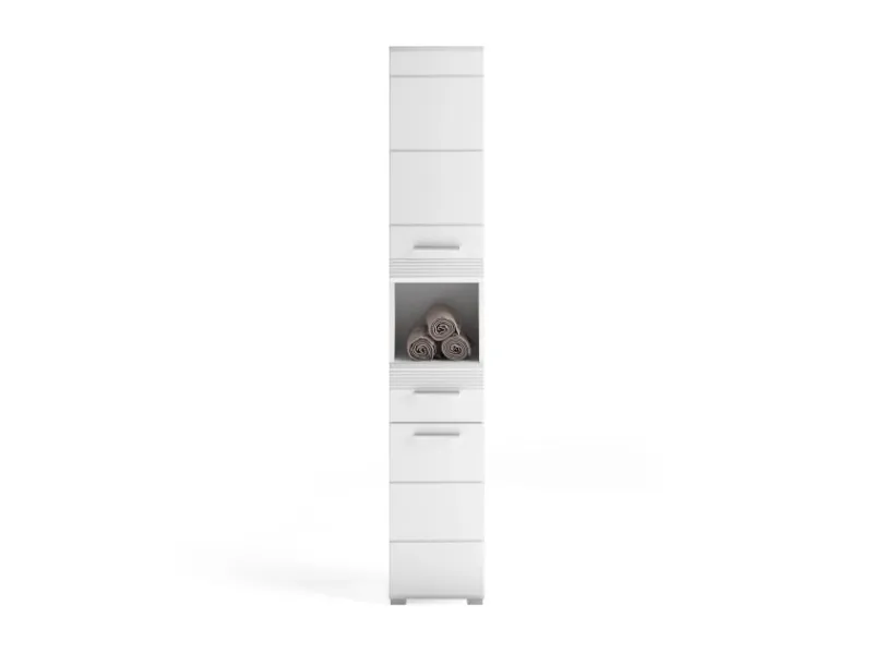 Küchenschränke<Hochschrank Linus Hochglanz Weiß 30 cm zweitürig