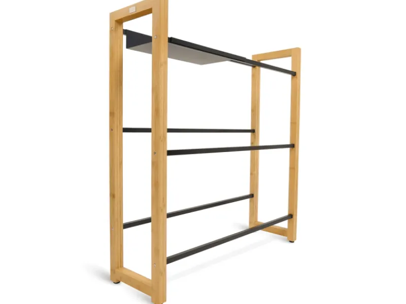 holz4home Getränkekistenregal aus Holz Inklusive Edelstahlablage 6 Kisten Schwarz< Küchenregale