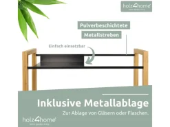 holz4home Getränkekistenregal aus Holz Inklusive Edelstahlablage 6 Kisten Schwarz< Küchenregale