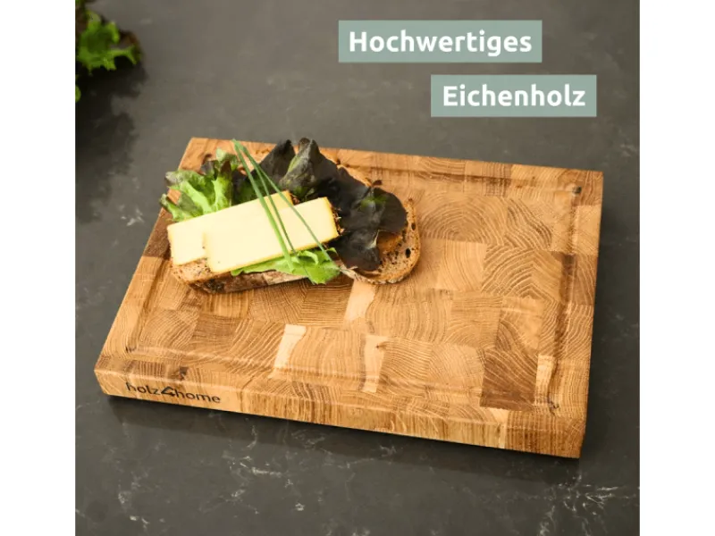 Outlet holz4home Premium Schneidebrett Stirnholz aus Eiche S