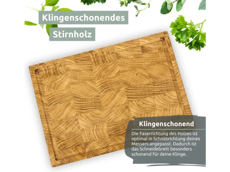 Outlet holz4home Premium Schneidebrett Stirnholz aus Eiche S