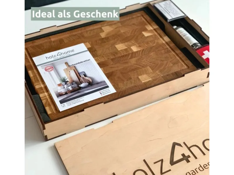 holz4home Premium Schneidebrett Set Stirnholz aus Eiche< Schneidebretter