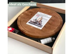 Hot holz4home Premium Schneidebrett Set Rund Hackblock aus Eiche