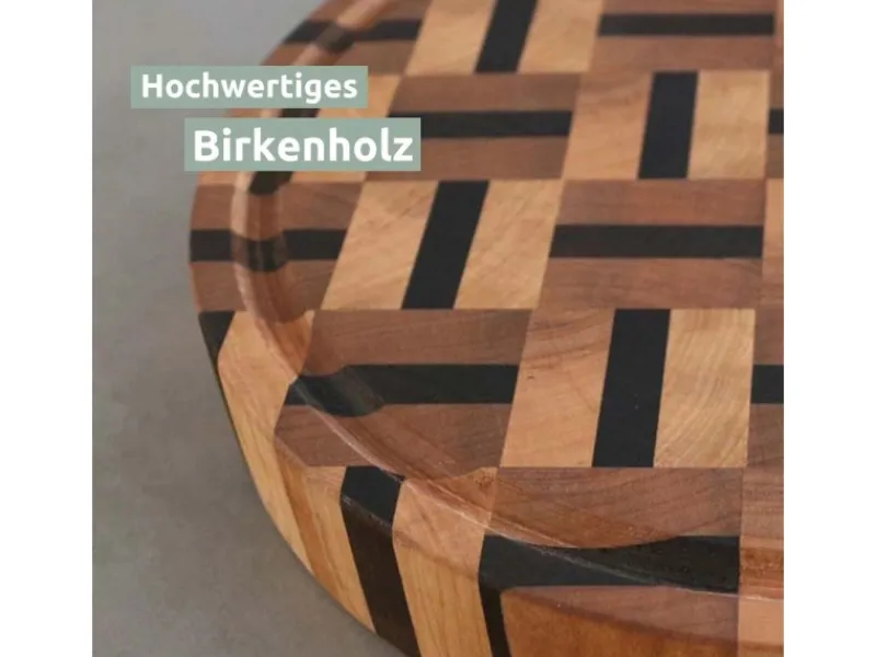 holz4home Schneidebretter<Schneidebrett Servierbrett Rund aus Birke