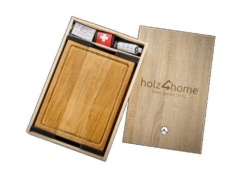 holz4home Servierbrett und Schneidebrett Set Alina aus Massivholz Eiche< Schneidebretter