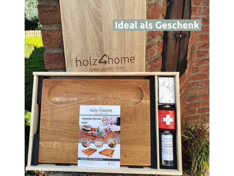 holz4home Servierbrett und Schneidebrett Set Alina aus Massivholz Eiche< Schneidebretter