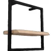 holz4home Küchenregale<Wandregal Small Schwarz Gerahmt Industrial Style mit Baumkante Hellgrau