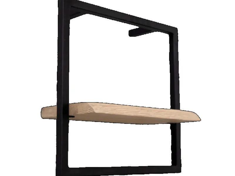 holz4home Küchenregale<Wandregal Small Schwarz Gerahmt Industrial Style mit Baumkante Hellgrau