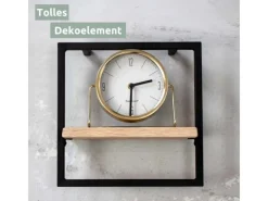 holz4home Küchenregale<Wandregal Small Schwarz Gerahmt Industrial Style mit Baumkante Hellgrau