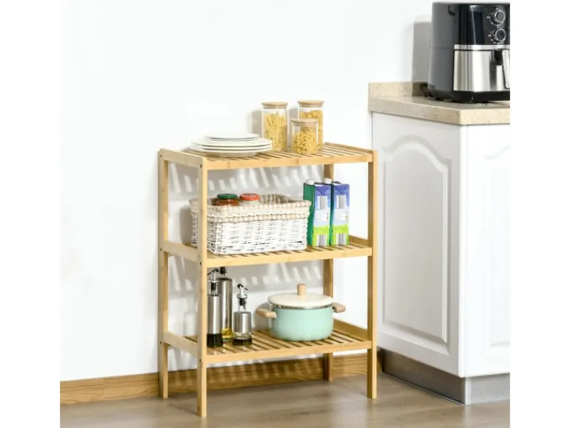 Best HOMCOM Badregal mit 3 Ebenen für Bad Küche Wohnzimmer Flur 62 x 33 x 80 cm