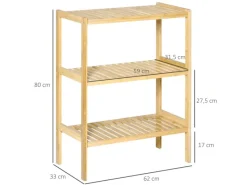 Best HOMCOM Badregal mit 3 Ebenen für Bad Küche Wohnzimmer Flur 62 x 33 x 80 cm
