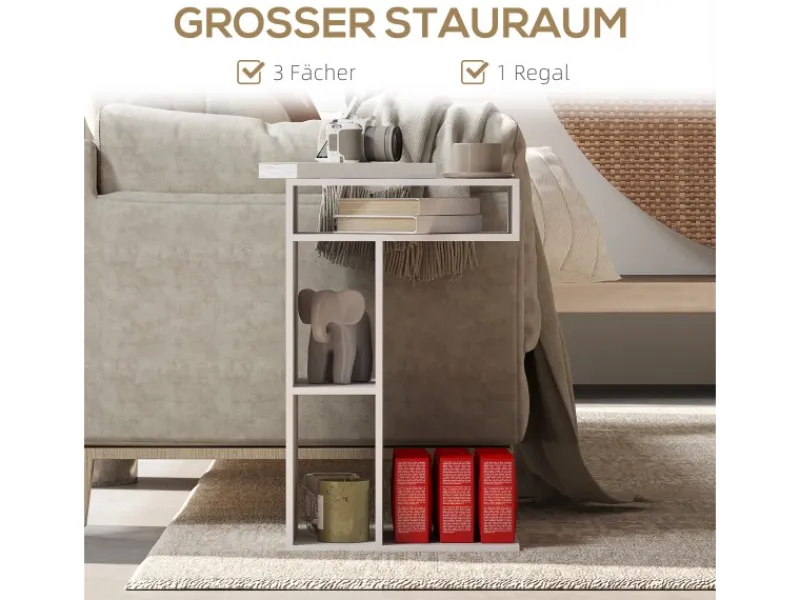 Hot HOMCOM Beistelltisch Couchtisch Spanplatte Weiß 40L x 30B x 69H cm