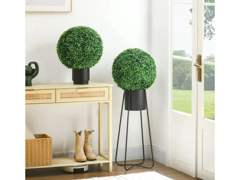 HOMCOM Buchsbaumkugel 2er Set für Indoor/Outdoor< Töpfe