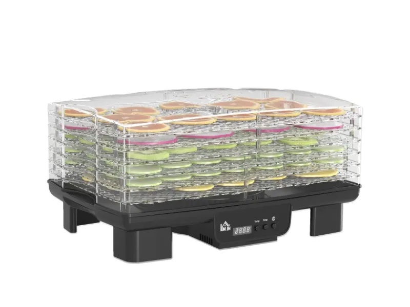 HOMCOM Dörrautomat Dörrgerät Kunststoff Schwarz 43L x 29,5B x 28H cm< Haushaltsgeräte