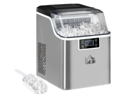 HOMCOM Haushaltsgeräte<Eiswürfelmaschine Rostfreier Stahl Kupfer Silber 36L x 252B x 371H cm