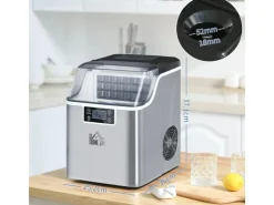 HOMCOM Haushaltsgeräte<Eiswürfelmaschine Rostfreier Stahl Kupfer Silber 36L x 252B x 371H cm