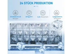 HOMCOM Haushaltsgeräte<Eiswürfelmaschine Rostfreier Stahl Kupfer Silber 36L x 252B x 371H cm
