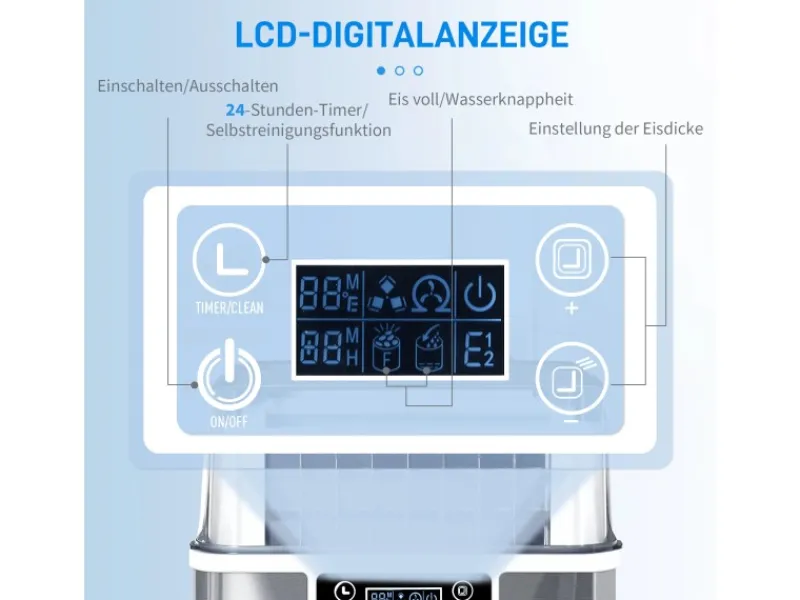 HOMCOM Haushaltsgeräte<Eiswürfelmaschine Rostfreier Stahl Kupfer Silber 36L x 252B x 371H cm