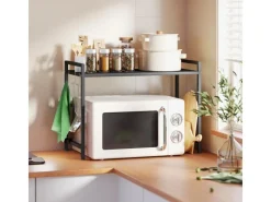 HOMCOM Erweiterbares Mikrowellenregal Mikrowellenständer mit 3 Haken Küchenregal< Küchenregale