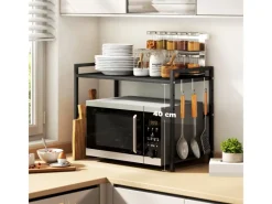 HOMCOM Erweiterbares Mikrowellenregal Mikrowellenständer mit 3 Haken Küchenregal< Küchenregale