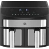 HOMCOM Haushaltsgeräte<Heißluftfritteuse mit Doppelkammer Airfryer 10 Programmen 2400 W Schwarz