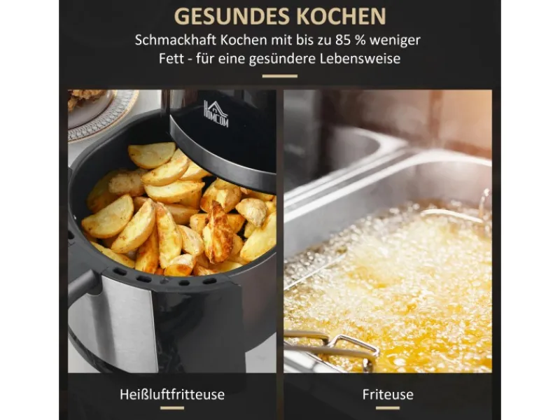Best HOMCOM Heißluftfritteuse Stahl Kunststoff Schwarz 34,2L x 25,6B x 31,8H cm