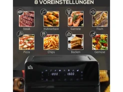 HOMCOM Heißluftfritteuse Stahl Kunststoff Schwarz 38,5L x 38B x 30,5H cm< Haushaltsgeräte