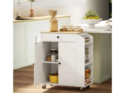 Discount HOMCOM Kücheninsel mit Arbeitsplatte Spanplatte MDF Weiß 82L x 38B x 86,5H cm