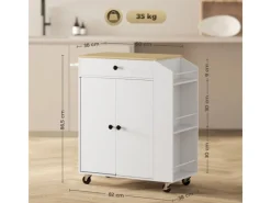 Discount HOMCOM Kücheninsel mit Arbeitsplatte Spanplatte MDF Weiß 82L x 38B x 86,5H cm